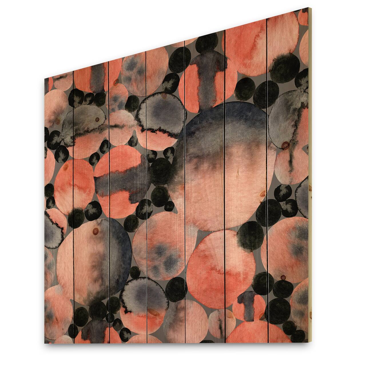 Designart - Abstract Geometric Polka Dots - Modern Print on Natural Pine Wood